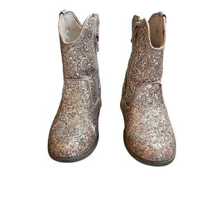 Kelly & Katie 10M Toddler Girl Zip Up Rose Gold Sparkle Glitter Boots